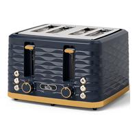 HOMCOM Toaster with 4 Slot, 7 Browning Levels, 1860W, Ripple, Dark Blue
