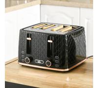HOMCOM Toaster with 4 Slot, 7 Browning Levels, 1600W, Black Honeycomb