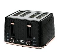 HOMCOM 800-208V70BK Black Honeycomb 4 Slot Toaster 1600W - Size: 4 Slice - Wilko