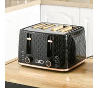 HOMCOM Toaster with 4 Slot, 7 Browning Levels, 1600W, Black Honeycomb HOMCOM Black