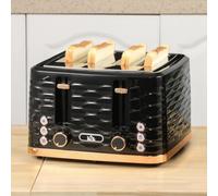 HOMCOM 800-209V70BK Black Ripple 4 Slot Toaster 1600W - Size: 4 Slice - Wilko