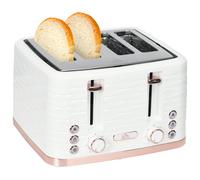 HOMCOM 4 Slice Toaster with 7 Browning Levels, High Lift, Reheat/Defrost/Cancel, Self-centring Function, Removable Crumb Tray, Auto Off, 1600W, White Water Ripple Texture