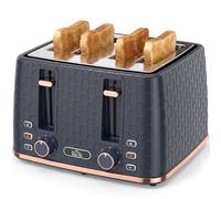 Homcom Toaster With 4 Slot, 7 Browning Levels, 1860W, Honeycomb, Dark Blue Dark Blue