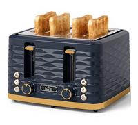 HOMCOM Toaster with 4 Slot, 7 Browning Levels, 1860W, Ripple, Dark Blue