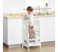 HOMCOM Kids Step Stool Toddler Kitchen Stool with Adjustable Standing Platform in White HOMCOM White