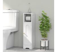 Homcom Toilet Roll Holder Slim Bathroom Cabinet With Adjustable Shelf White White