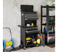 Homcom Tool Cabinet With 6 Drawers, 3-In-1 Rolling Tool Chest With Wheels In Black Black