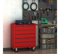 HOMCOM Tool Trolley with 5 Drawers Steel Tool Chest on Wheels