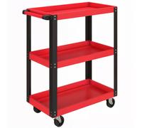 HOMCOM Tool Utility Cart Heavy Duty Tool Trolley Rolling with Brake Swivel Castors 3 Shelves Black Red