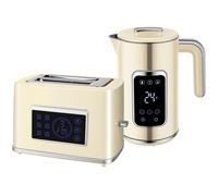 HOMCOM Touch Screen Kettle and Toaster Set - Cream