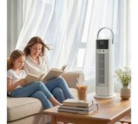 HOMCOM White Oscillating Portable Mist Tower Fan with RGB Lights and Remote - Wilko