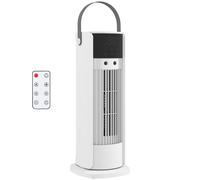 HOMCOM Tower Fan for Bedroom, 16 Inch Mist Desktop Fan with RGB Lights, 3 Speeds, 90° Oscillation, 10H Timer, for Home Office