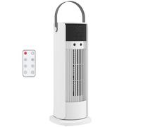 HOMCOM Tower Fan for Bedroom, 16 Inch Mist Portable Desktop Fan with DC Motor, 3 Speeds, 90° Oscillation, 10H Timer, 700ml Water Tank, for Home Office, White