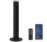 HOMCOM Tower Fan for Bedroom, 38 inch, 6 m/s Powerful Velocity, Standing Floor Fan with 65° Oscillating, 4 Modes, 3 Speeds, APP Remote Control, 12 Hour Timer, Night Light, LED Display, Black