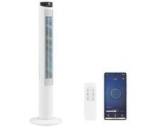 HOMCOM Tower Fan for Bedroom, 46 inch, 6 m/s Powerful Velocity, Standing Floor Fan with 65° Oscillating, 4 Modes, 3 Speeds, APP Remote Control, 12 Hour Timer, LED Display, White