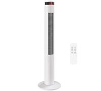HOMCOM Tower Fan for Bedroom, 46 inch, 6 m/s Powerful Velocity, Standing Floor Fan with 70° Oscillating, 4 Modes, 3 Speeds, Remote Control, 12 Hour Timer, LED Display, White