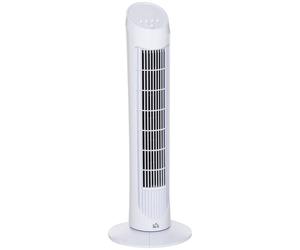 HOMCOM Tower Fan for Bedroom Cooling, 30 Inch Electric 70° Oscillating Fan with 3 Speed Settings, Standing Floor Fan for Home Office Indoor, White White