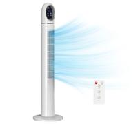 HOMCOM Tower Fan for Bedroom, Standing Floor Fan with 70° Oscillating, 3 Modes, 3 Speeds, 24 Hour Timer, LED Display and Remote Control, 44 inch, White