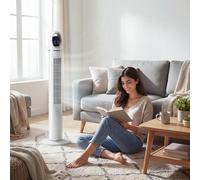 HOMCOM Tower Fan for Bedroom, Standing Floor Fan with 70° Oscillating, 3 Modes, 3 Speeds, 24 Hour Timer, LED Display and Remote Control, 44 inch, White