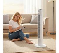 HOMCOM Tower Fan for Bedroom, 38 inch, 6 m/s Powerful Velocity, Standing Floor Fan with 65° Oscillating, 4 Modes, 3 Speeds, APP Remote Control, 12 Hour Timer, Night Light, LED Display, White