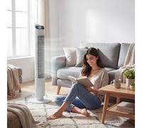 HOMCOM White Oscillating Standing Floor Tower Fan with Wi-Fi Control and Remote 101.8cm - Size: 101.8 x 31.5 x 31.5cm - Wilko