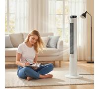 HOMCOM White Standing Floor Tower Fan with Wi-Fi Control and Remote 116cm - Size: 116 x 31.5 x 31.5cm - Wilko