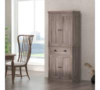 HOMCOM Freestanding Pantry Cupboard Storage Cabinet Home Organizer Furniture - Dark Wood Grain
