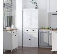 HOMCOM Freestanding Kitchen Pantry Cupboard Storage Cabinet with Doors White