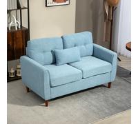 Homcom Traditional Double Sofa With Spring Padded Cushion And Armrest For Home Office In Blue Blue One Size