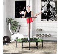 HOMCOM 45" Fitness Trampoline with Adjustable Handle, Folding Rebounder Trampoline Mini Jumper for Indoor Exercise Workout, Support Up to 100kg, Green