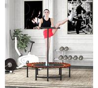 HOMCOM 45" Fitness Trampoline with Adjustable Handle, Folding Rebounder Trampoline Mini Jumper for Indoor Exercise Workout, Support Up to 150kg, Orange