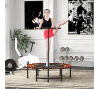 HOMCOM 45" Fitness Trampoline with Adjustable Handle, Folding Rebounder Trampoline Mini Jumper for Indoor Exercise Workout, Support Up to 100kg, Orange
