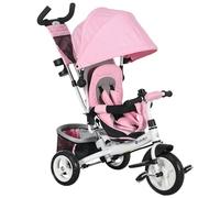 HOMCOM Trike for Kids, 6 in 1 Tricycle, Pedal Push Bike w/Push Handle, Removable Canopy, 5-point Seat Belt, Storage, Cushion, Footrest, Brake, for 1-5 Years Toddler, Pink