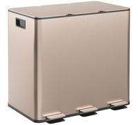 HOMCOM Triple Kitchen Bin, 3 x 15L Pedal Bin, Stainless Steel Three Rubbish Bin with Removable Inner Buckets, Soft Close Lid, Fingerprint-Proof for Recycling and Waste, Gold Tone