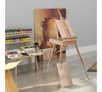 HOMCOM Tripod Art Easel - Foldable Beech Wood Drawing Board Workstation, Adjustable Height, Vertical/Horizontal, Palette & Drawer, 914-001