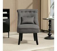 HOMCOM Tub Chair, Armless Single Sofa, Modern Button Tufted Armchair, Upholstered Linen Fabric Longue Accent Chair for Living Room, Bedroom, Charcoal Grey Grey