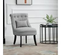 Homcom Fabric Single Sofa Upholstered With Pillow Wood Leg Grey