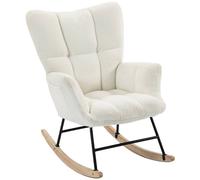Homcom Wingback, Tufted, Rocking Chair, With Side Pockets, Cream White