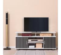 HOMCOM TV Cabinet Stand Entertainment Center Media Console Storage Grey, White