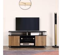 HOMCOM TV Cabinet Stand Entertainment Center w/ Storage Black Walnut