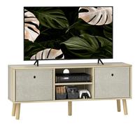 HOMCOM TV Cabinet Stand Unit for TVs up to 50'' with Foldable Drawers, Entertainment Centre for Living Room Natural Aosom UK