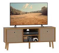 HOMCOM TV Cabinet Stand Unit for TVs up to 50'' with Foldable Drawers, Entertainment Centre for Living Room Brown Aosom UK