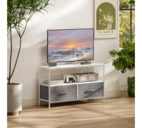 HOMCOM TV Cabinet - TV Console Unit With 2 Foldable Linen Drawers - White | TJ Hughes