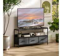 HOMCOM TV Cabinet, TV Console Unit with 3 Foldable Linen Drawers Black HOMCOM Black