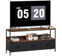 HOMCOM TV Cabinet TV Console Unit with 3 Foldable Linen Drawers Brown