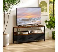 HOMCOM TV Cabinet, TV Console Unit with 3 Foldable Linen Drawers Brown, Brown