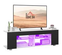 HOMCOM TV Stand 145cm TV Unit with Glass Shelves RGB LED Light for 60"TV Black
