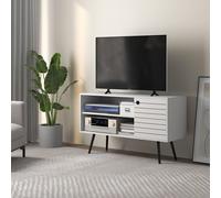 HOMCOM TV Stand Cabinet for TVs, TV Unit with Open Shelves, Soft-close Door & Cable Holes, Entertainment Unit for Living Room in White | Size: Large HOMCOM White L