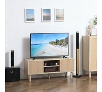 Homcom Tv Stand Cabinet For Tvs Up To 50" With Sliding Doors, Natural