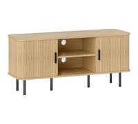 HOMCOM TV Stand Cabinet for TVs up to 55 Inches, TV Unit with Storage Shelves and Cupboard for Living Room, Oak Tone Aosom UK